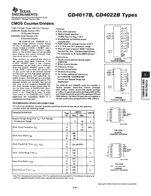 CD4017B, CD4022B TYPES datasheet (Rev. C) .